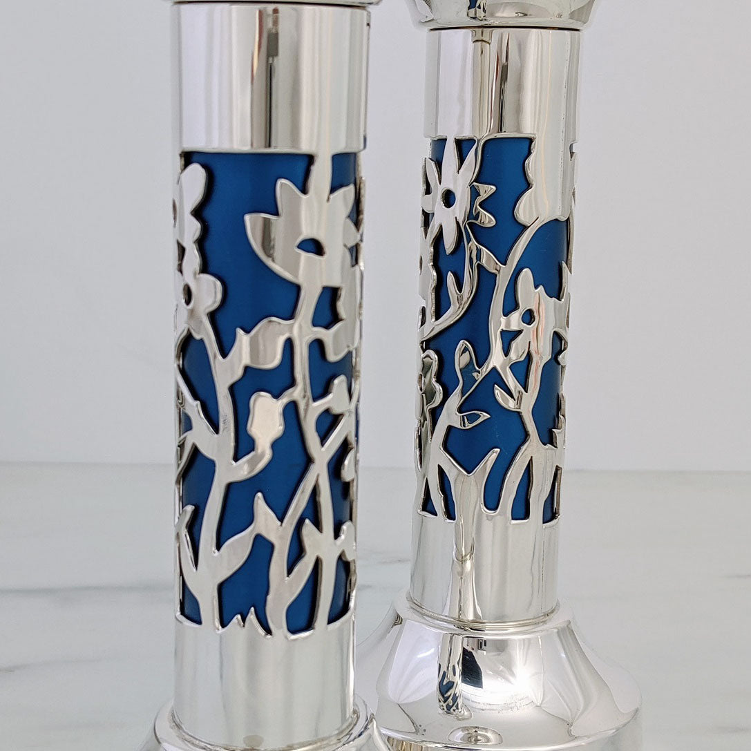 Cut Out Flower Sterling Silver Candlesticks