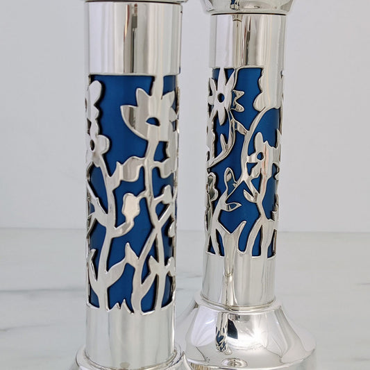 Cut Out Flower Sterling Silver Candlesticks