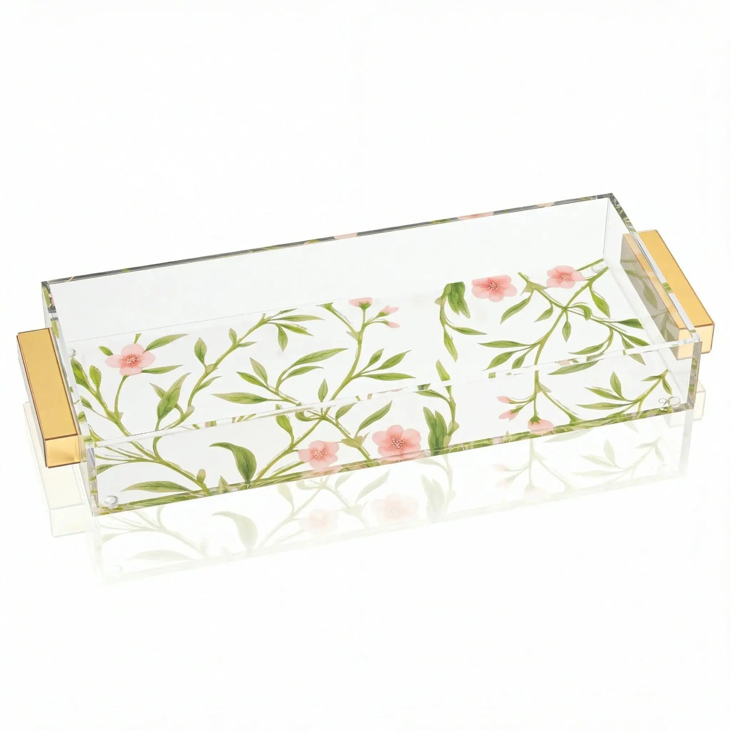 Floral Bird Lucite Tray