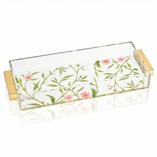 Floral Bird Lucite Tray