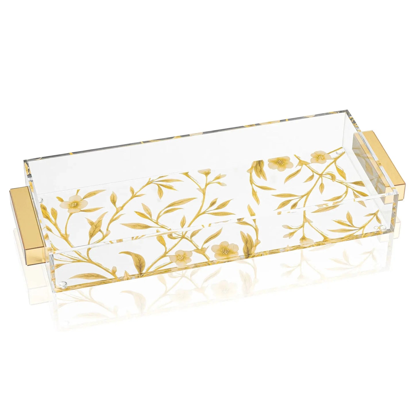 Floral Bird Lucite Tray