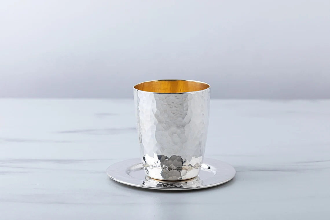 Classic Hammered Kiddush Cup Set