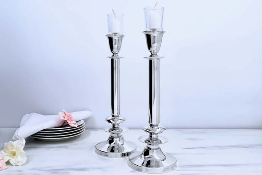 Sterling Silver Candlesticks with 3 Discs