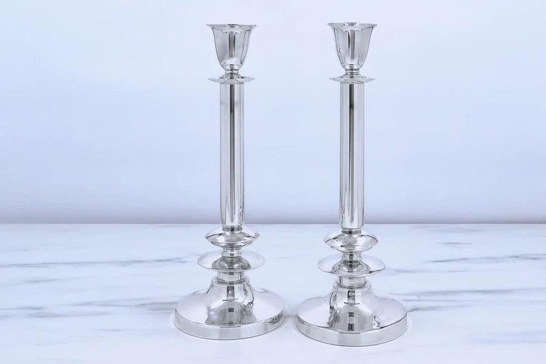 Sterling Silver Candlesticks with 3 Discs