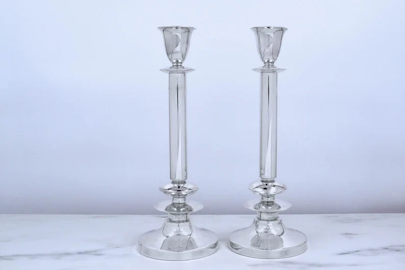 Sterling Silver Candlesticks with 3 Discs