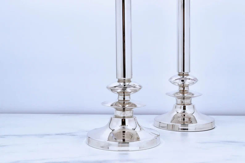 Sterling Silver Candlesticks with 3 Discs