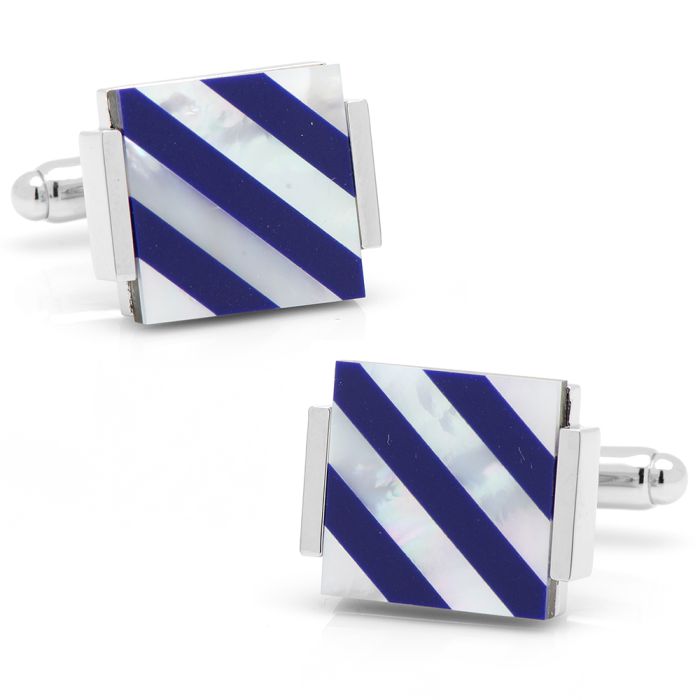 Floating Mother of Pearl Striped Cufflinks
