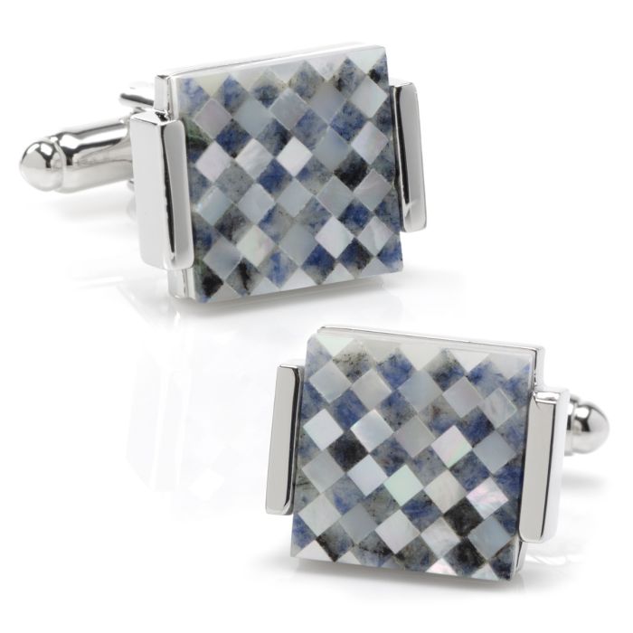 Floating Mother of Pearl Checkered Cufflinks