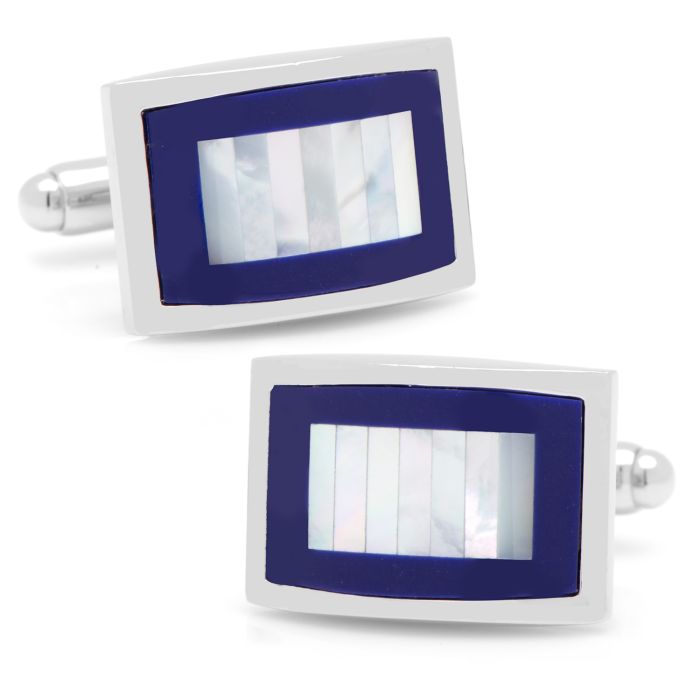 Mother of Pearl and Lapis Blue Key Cufflinks