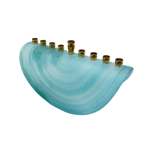 Opaque Blue Menorah
