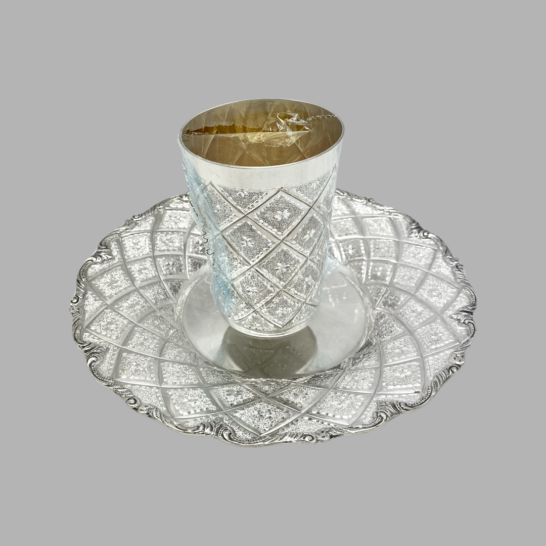 Kiddush Cup Set Diamond Cut