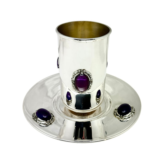 Amethyst Stone Kiddush Cup Set